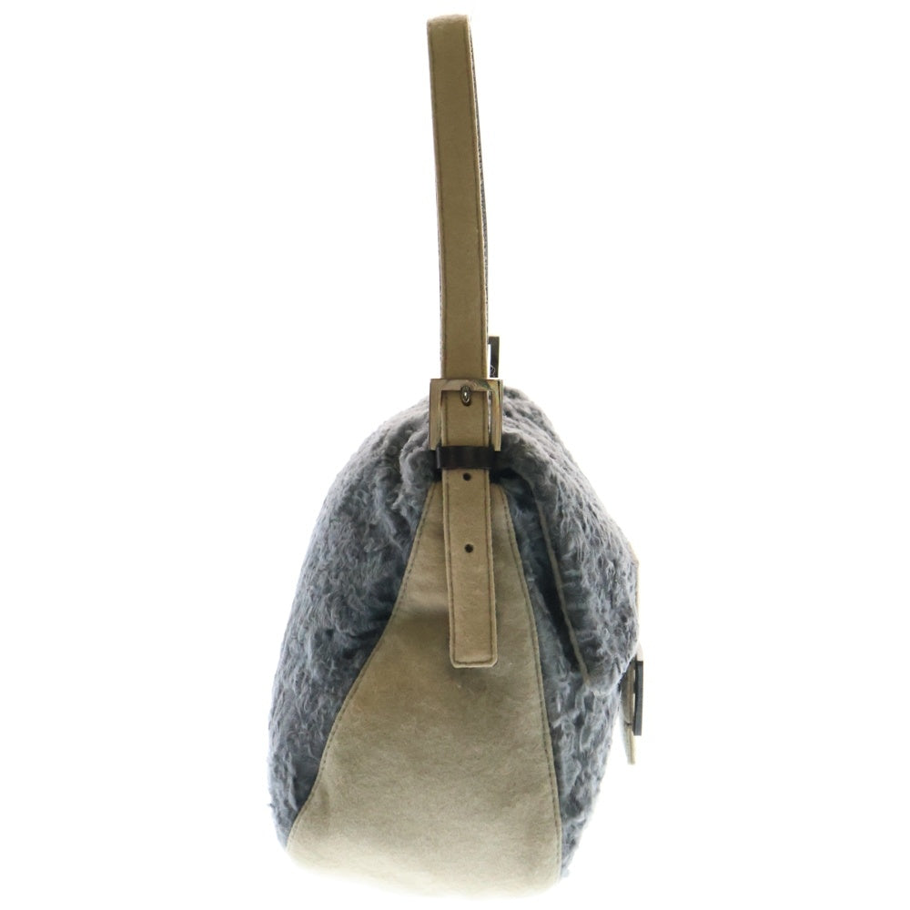 FENDI(フェンディ) マンマバケット ハンドバッグ ワンショルダーバッグ グレー×ベージュ ウール シルバー金具