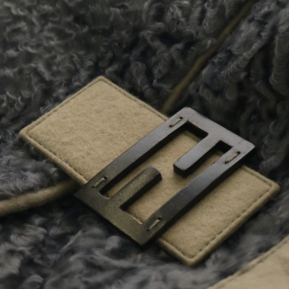 FENDI(フェンディ) マンマバケット ハンドバッグ ワンショルダーバッグ グレー×ベージュ ウール シルバー金具