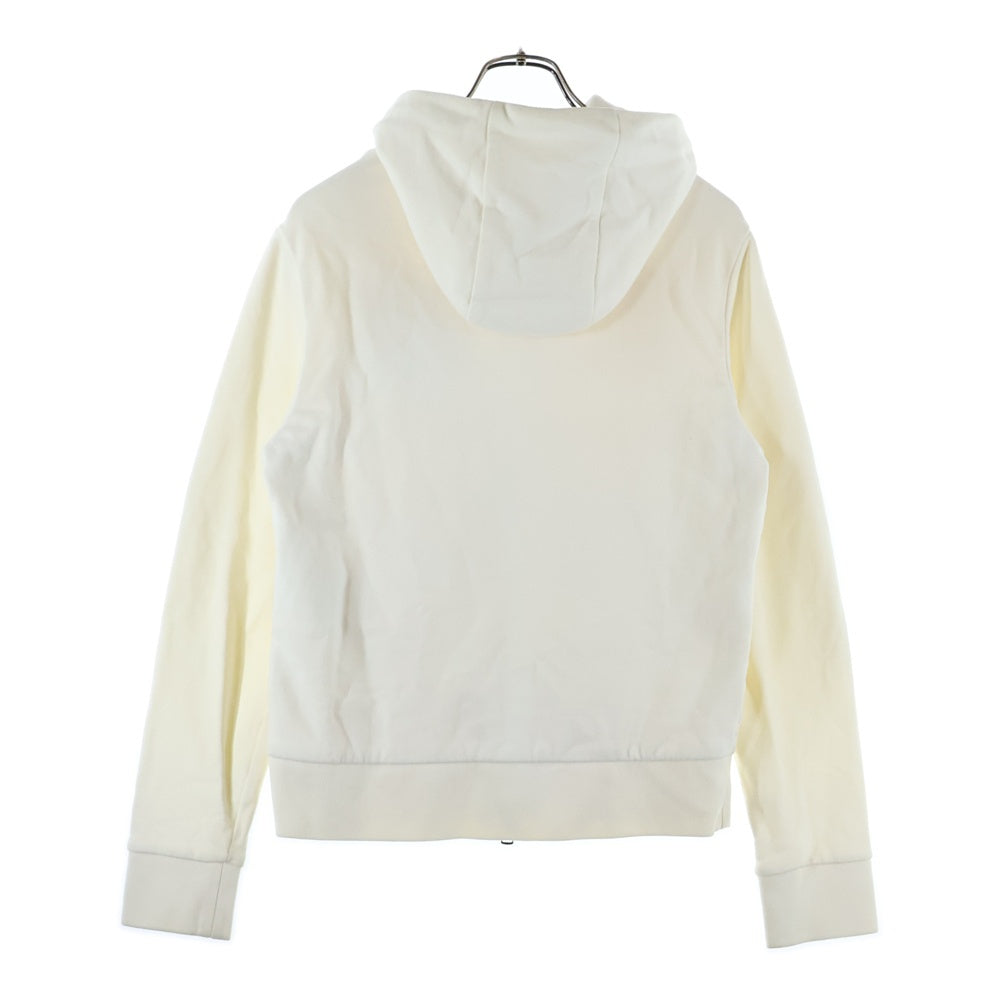 MONCLER(モンクレール) 19AW ワッペンロゴ スウェット切り替え ジップアップ ダウンパーカー フーディー ジャケット ホワイト E20918428000 80985