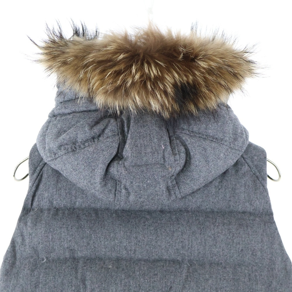MONCLER(モンクレール) TARN GILET タルン ラクーンファー フーデッド ジップアップ ウール ダウンベスト グレー 020934830296 54039
