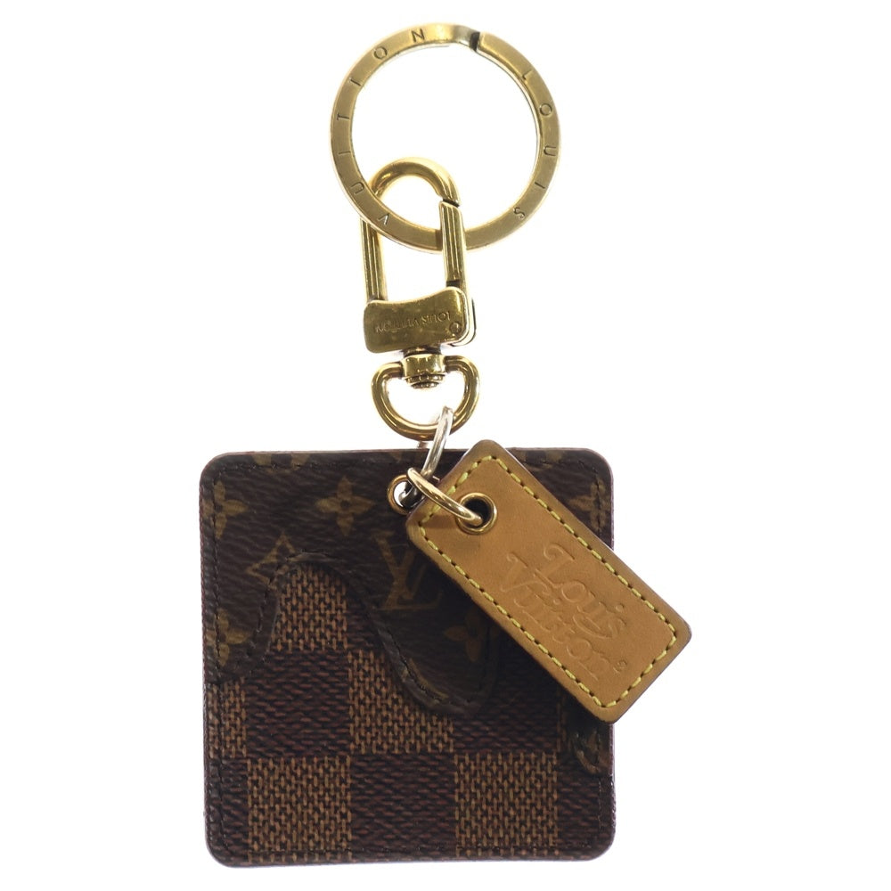 LOUIS VUITTON(ルイヴィトン) モノグラム ポルト クレ ダミエ ジャイアント キーホルダー キーリング バッグチャーム ブラウン ゴールド金具 MP2713