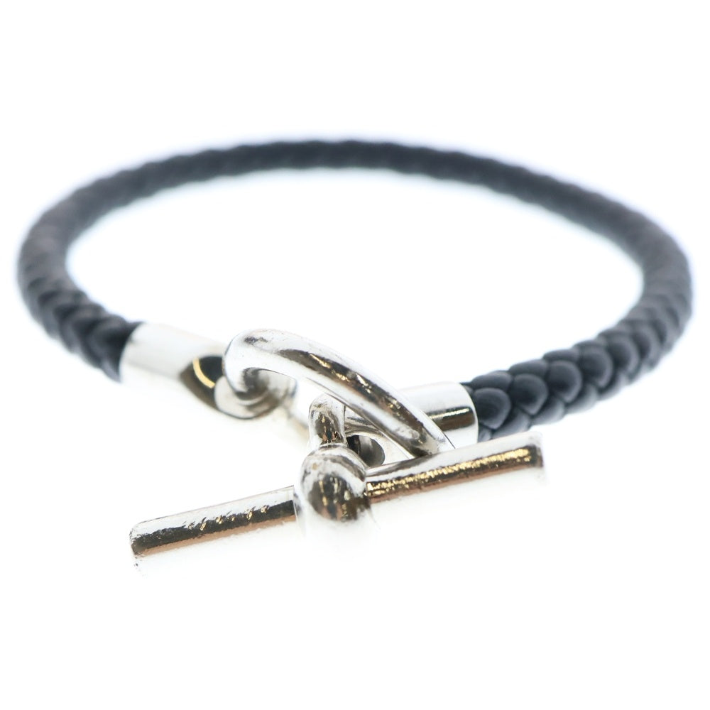 HERMES(エルメス) グレナンH レザー ブレスレット ブラック スイフト シルバー金具