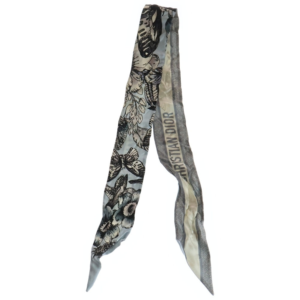 Christian Dior(クリスチャンディオール) バタフライ ロゴ ツイリー スカーフ ライトブルー