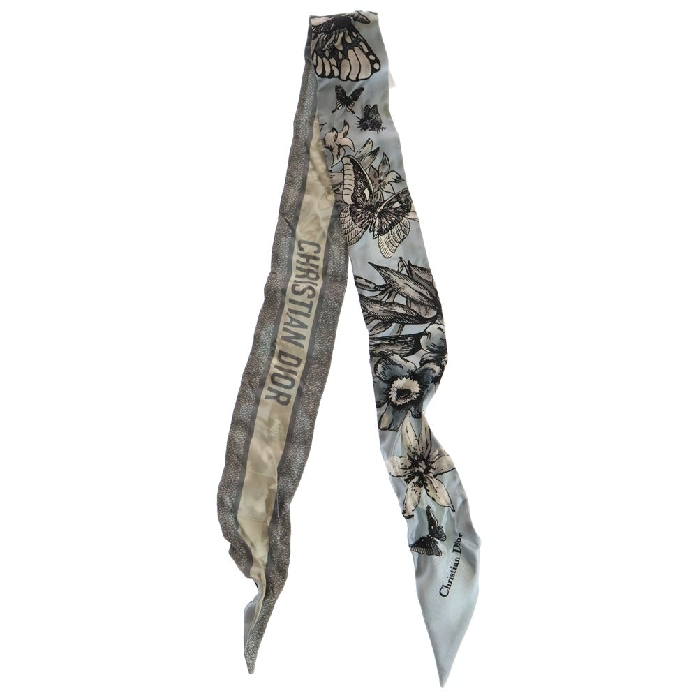 Christian Dior(クリスチャンディオール) バタフライ ロゴ ツイリー スカーフ ライトブルー