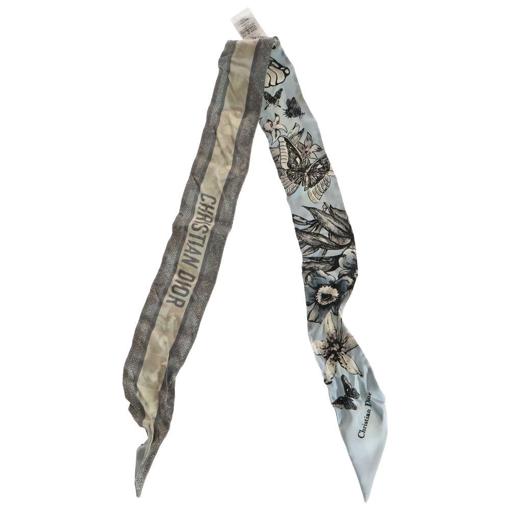 Christian Dior(クリスチャンディオール) バタフライ ロゴ ツイリー スカーフ ライトブルー