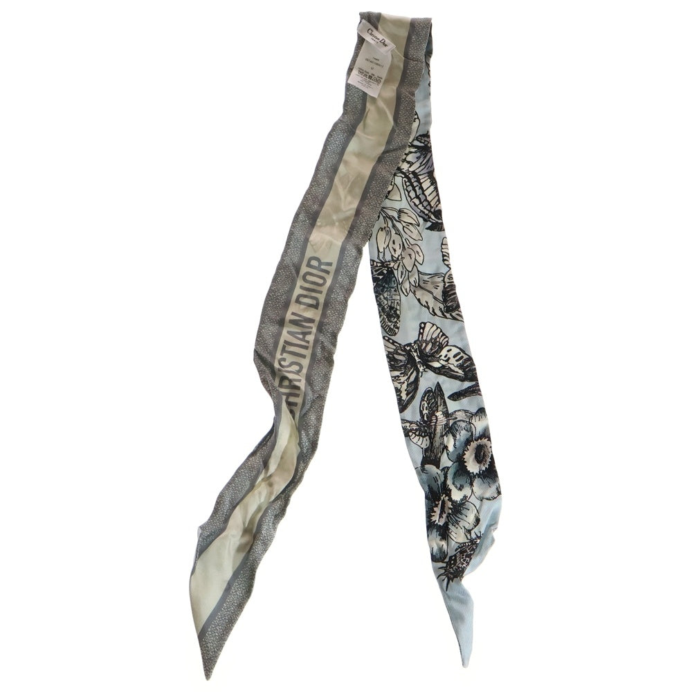 Christian Dior(クリスチャンディオール) バタフライ ロゴ ツイリー スカーフ ライトブルー