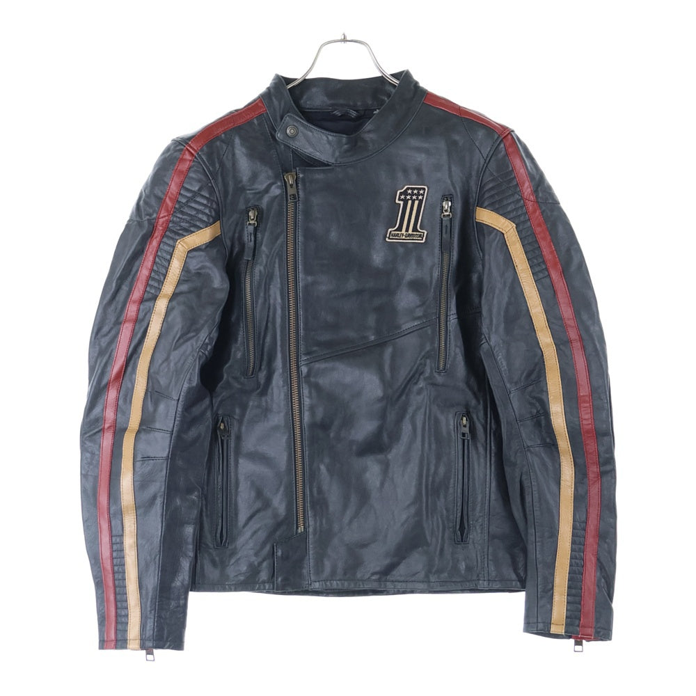 HARLEY DAVIDSON(ハーレーダビッドソン) Arterial Leather Jacket アームライン ロゴワッペン レザーライダースジャケット ブラック 98001-20VM