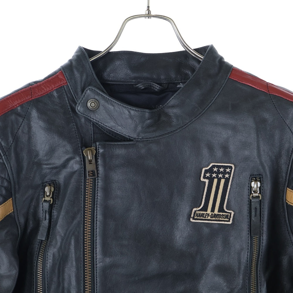 HARLEY DAVIDSON(ハーレーダビッドソン) Arterial Leather Jacket アームライン ロゴワッペン レザーライダースジャケット ブラック 98001-20VM