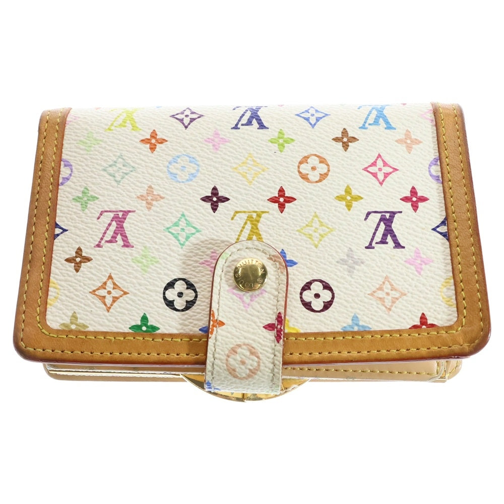 LOUIS VUITTON(ルイヴィトン) モノグラムマルチカラー ポルトフォイユ・ヴィエノワ ウォレット 二つ折り財布 コインケース ホワイト×ブラウン ゴールド金具 レザー×PVC M92987