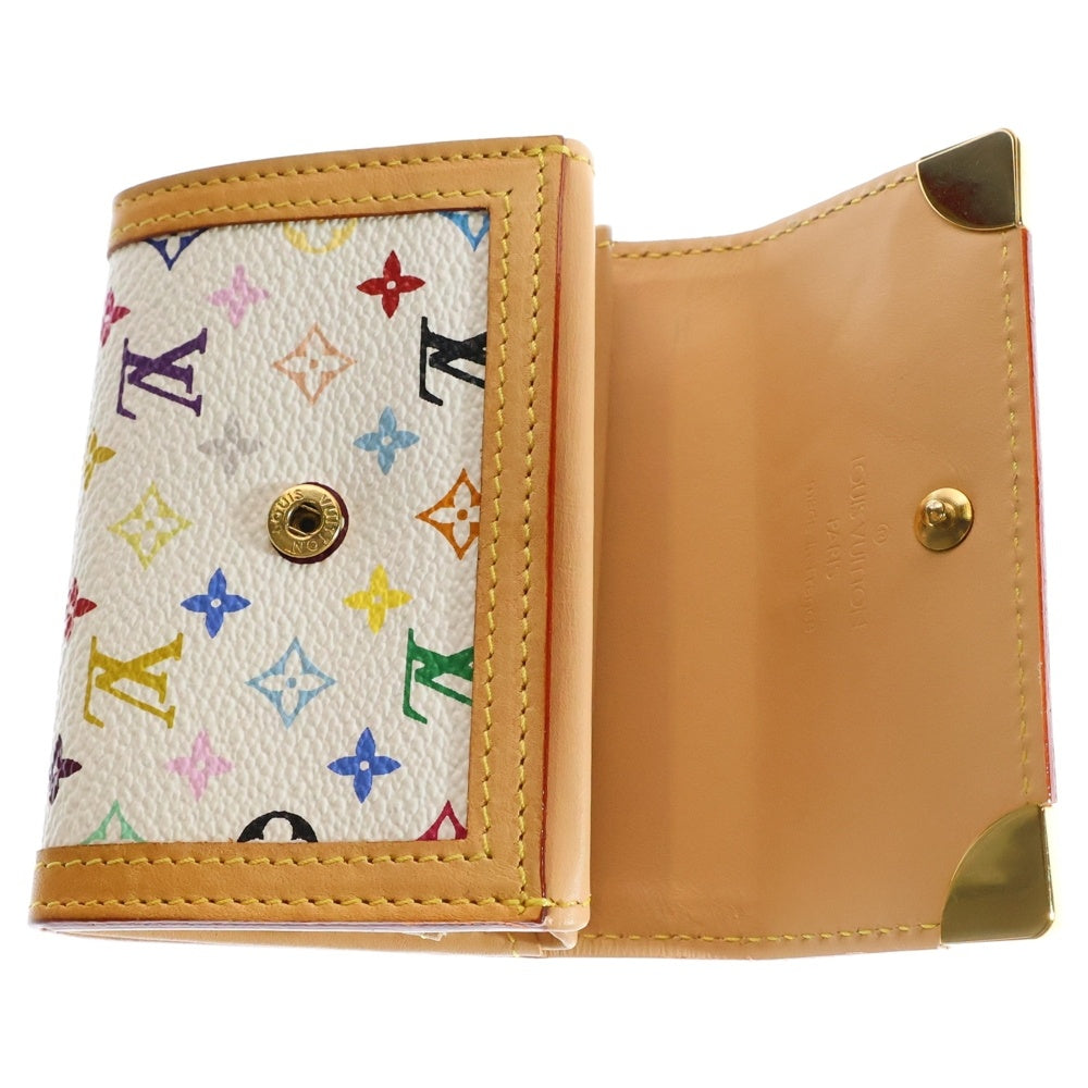 LOUIS VUITTON(ルイヴィトン) モノグラムマルチカラー ポルトモネ・プラ コンパクトウォレット 三つ折り財布 コインケース ホワイト×ブラウン ゴールド金具 レザー×PVC M92657