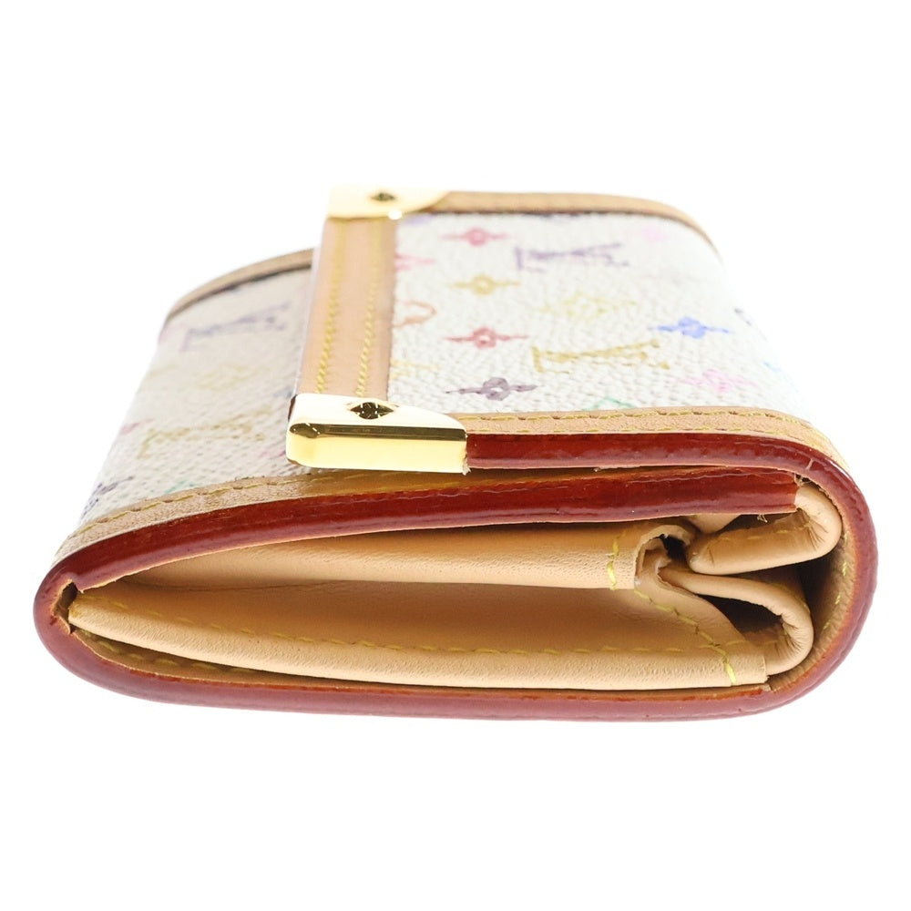 LOUIS VUITTON(ルイヴィトン) モノグラムマルチカラー ポルトモネ・プラ コンパクトウォレット 三つ折り財布 コインケース ホワイト×ブラウン ゴールド金具 レザー×PVC M92657