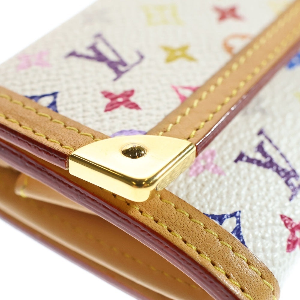 LOUIS VUITTON(ルイヴィトン) モノグラムマルチカラー ポルトモネ・プラ コンパクトウォレット 三つ折り財布 コインケース ホワイト×ブラウン ゴールド金具 レザー×PVC M92657