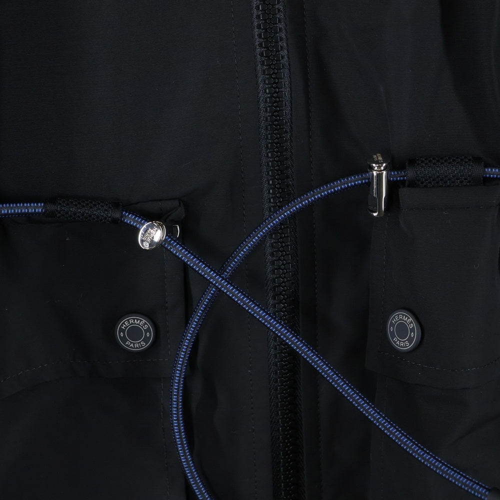 HERMES(エルメス) 25AW クルー ド セル ウィンドブレーカー セリエボタン ドローストリング ウール ポリエステル ジップアップ ジャケット ブラック