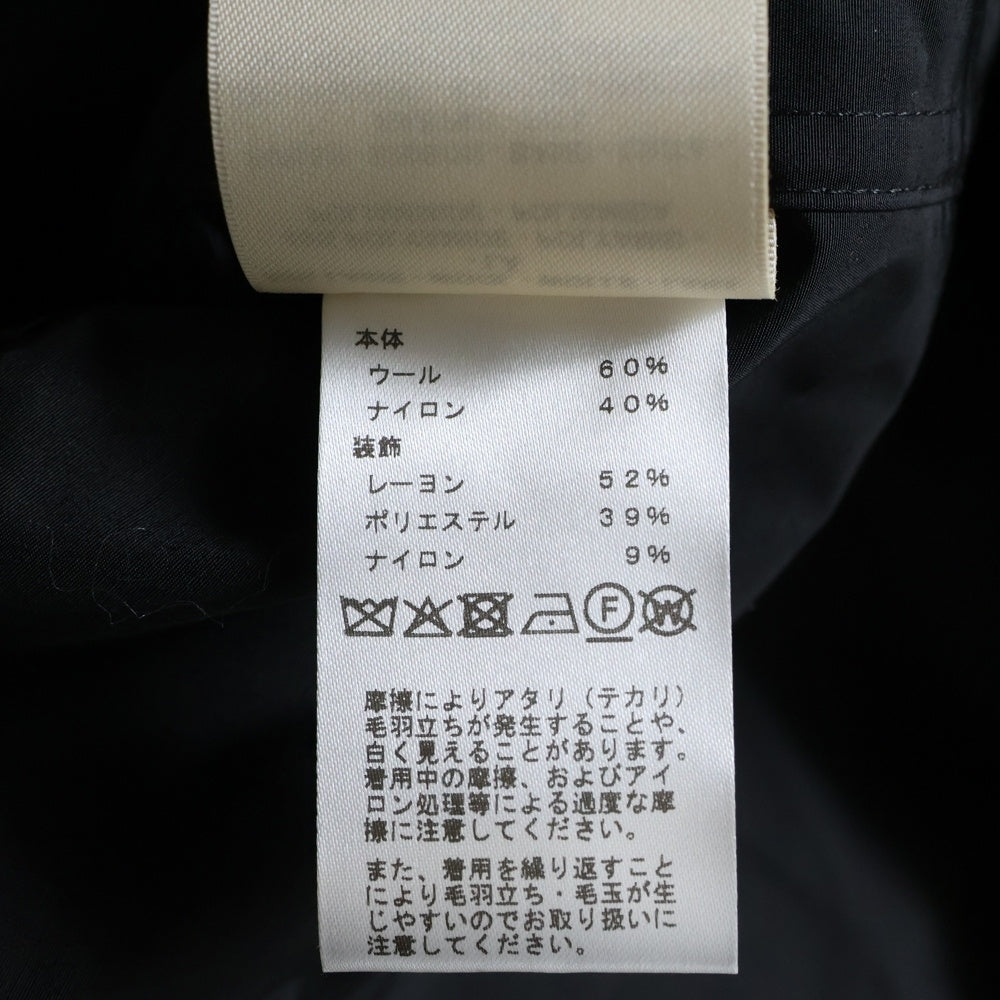 HERMES(エルメス) 25AW クルー ド セル ウィンドブレーカー セリエボタン ドローストリング ウール ポリエステル ジップアップ ジャケット ブラック