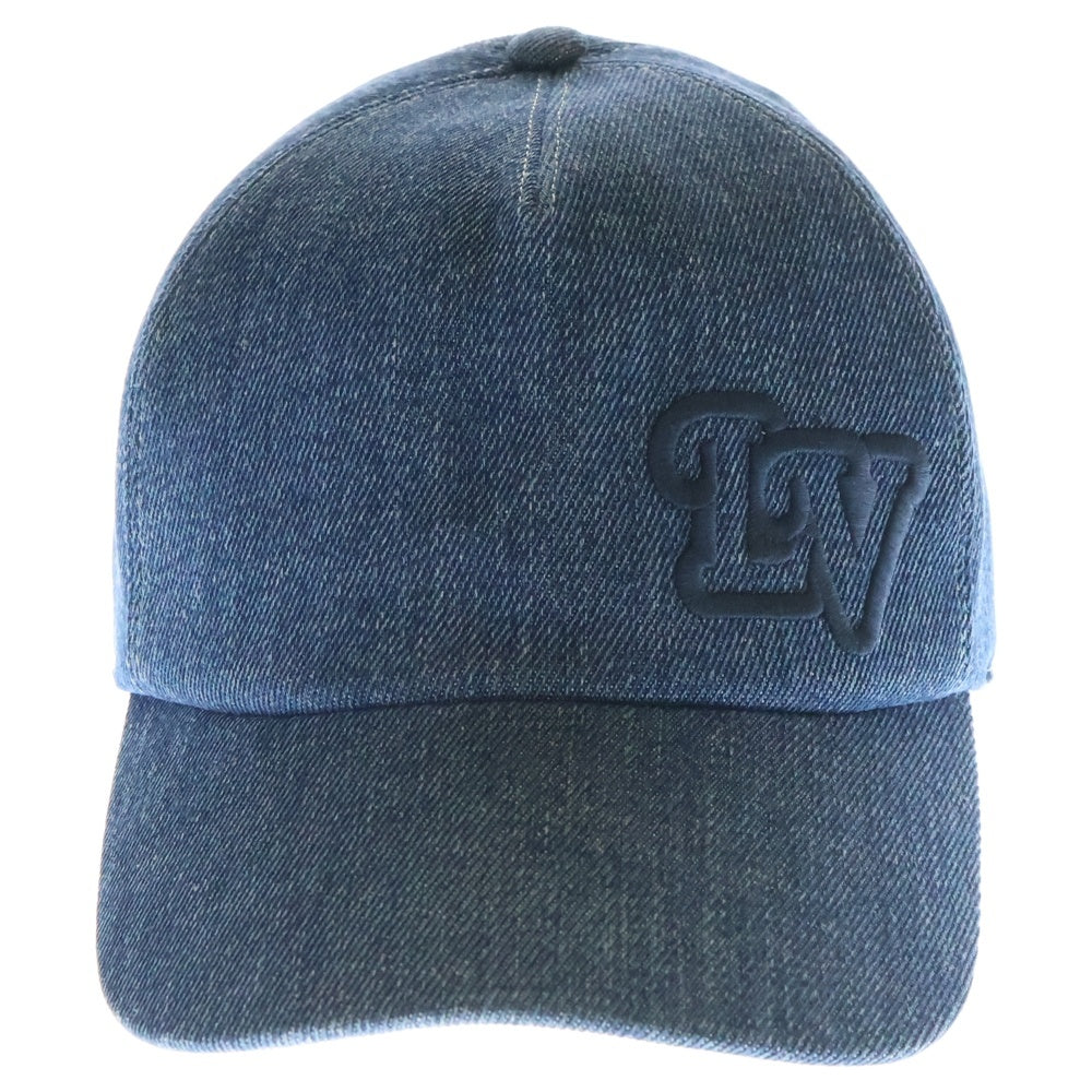 LOUIS VUITTON(ルイヴィトン) LV キャスケット ロゴ刺繍デニムベースボールキャップ 帽子 インディゴ ブルー M7009L