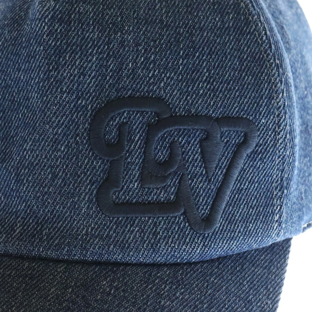 LOUIS VUITTON(ルイヴィトン) LV キャスケット ロゴ刺繍デニムベースボールキャップ 帽子 インディゴ ブルー M7009L