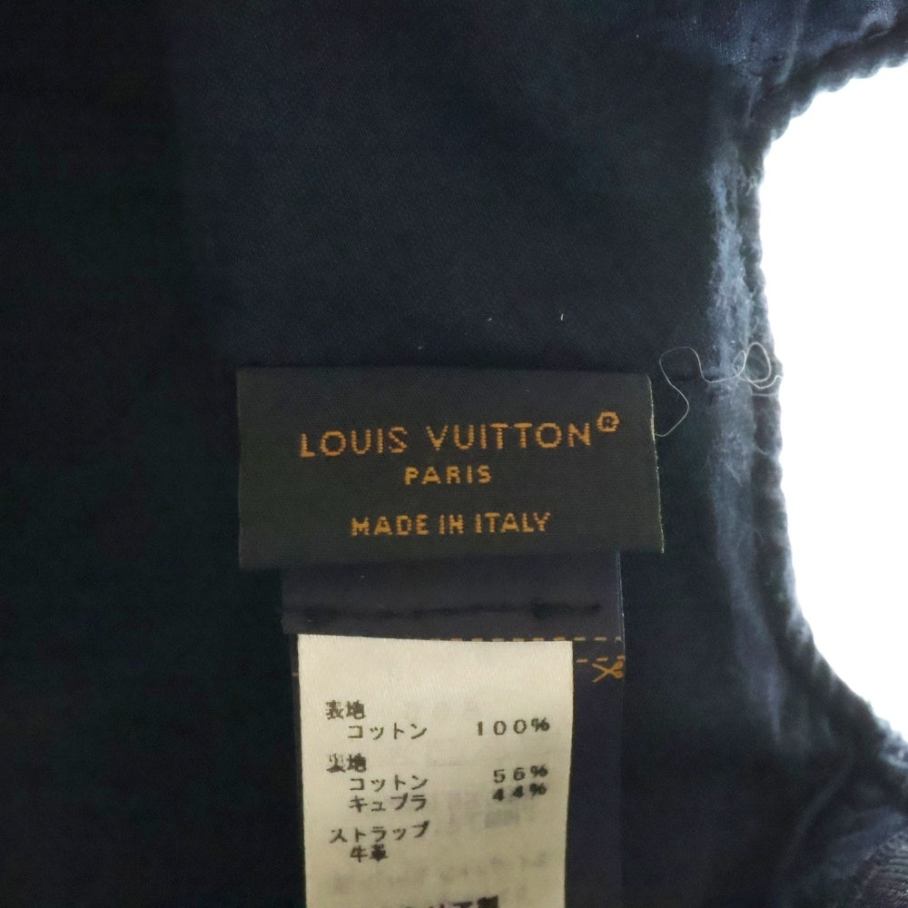LOUIS VUITTON(ルイヴィトン) LV キャスケット ロゴ刺繍デニムベースボールキャップ 帽子 インディゴ ブルー M7009L