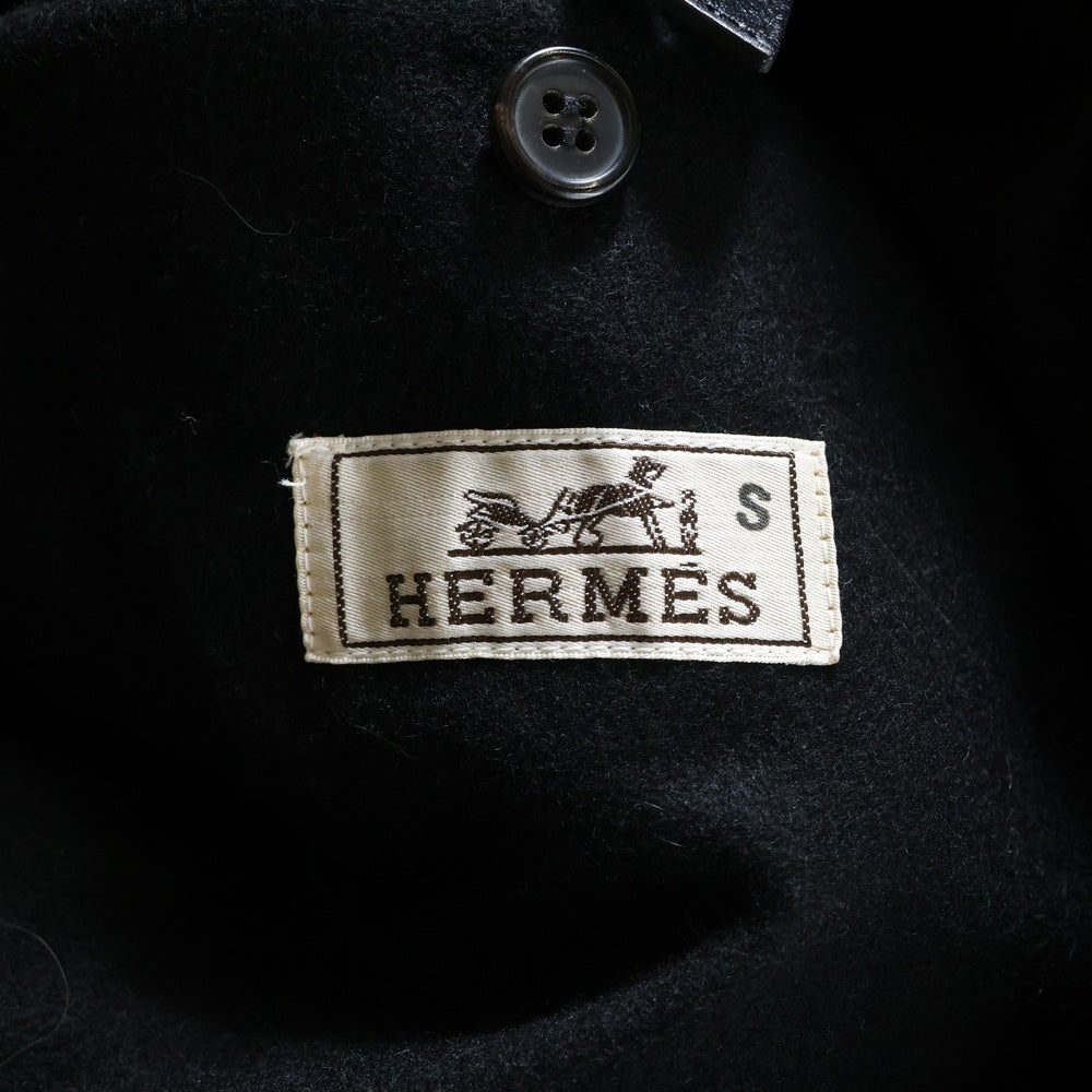 HERMES(エルメス) セリエ トグルボタン カシミヤ フーデッド ロング ダッフルコート ブラック