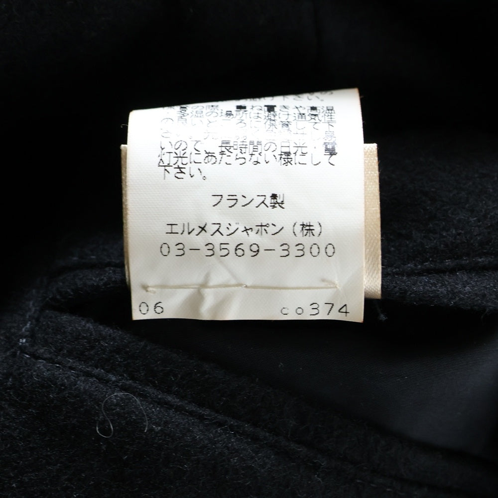 HERMES(エルメス) セリエ トグルボタン カシミヤ フーデッド ロング ダッフルコート ブラック