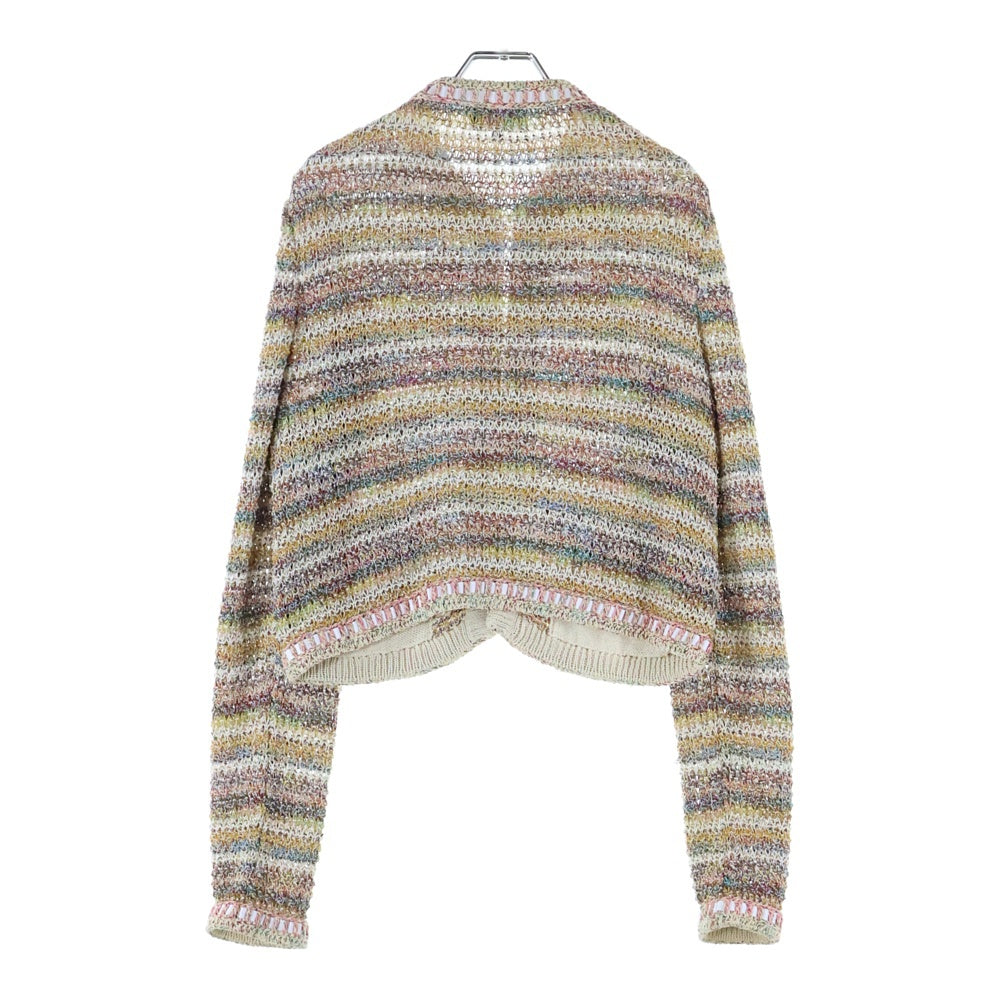 CHANEL(シャネル) 17C クルーズコレクション フロントフック コットンニット ノーカラー ジャケット ベージュ/マルチカラー P55787K07310