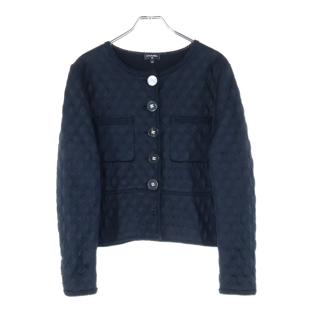 CHANEL(シャネル) 17AW ココマークボタン シルクニット クルーネック ジャケット ブラック レディース P57008K07441
