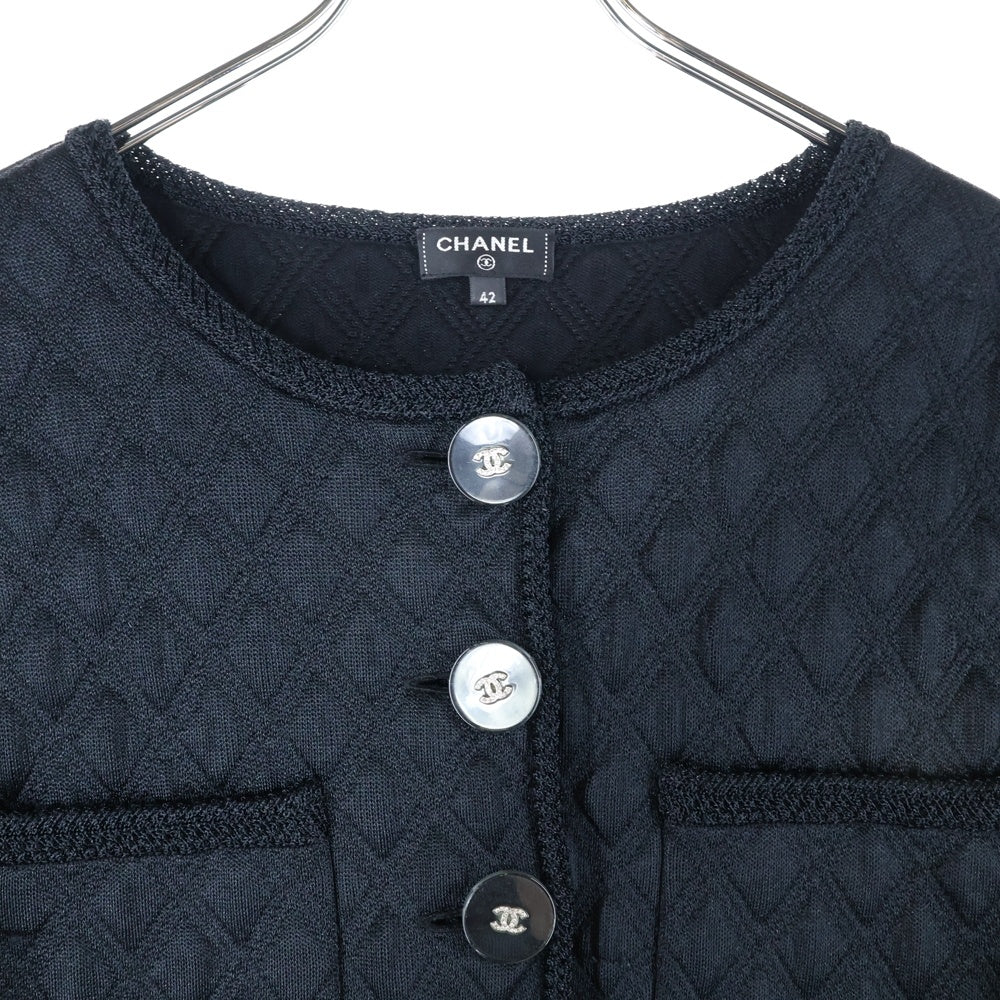CHANEL(シャネル) 17AW ココマークボタン シルクニット クルーネック ジャケット ブラック レディース P57008K07441