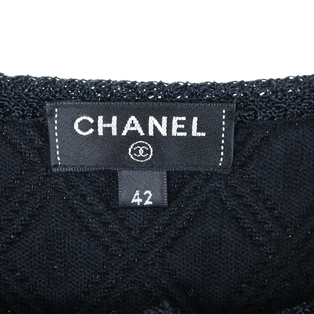 CHANEL(シャネル) 17AW ココマークボタン シルクニット クルーネック ジャケット ブラック レディース P57008K07441