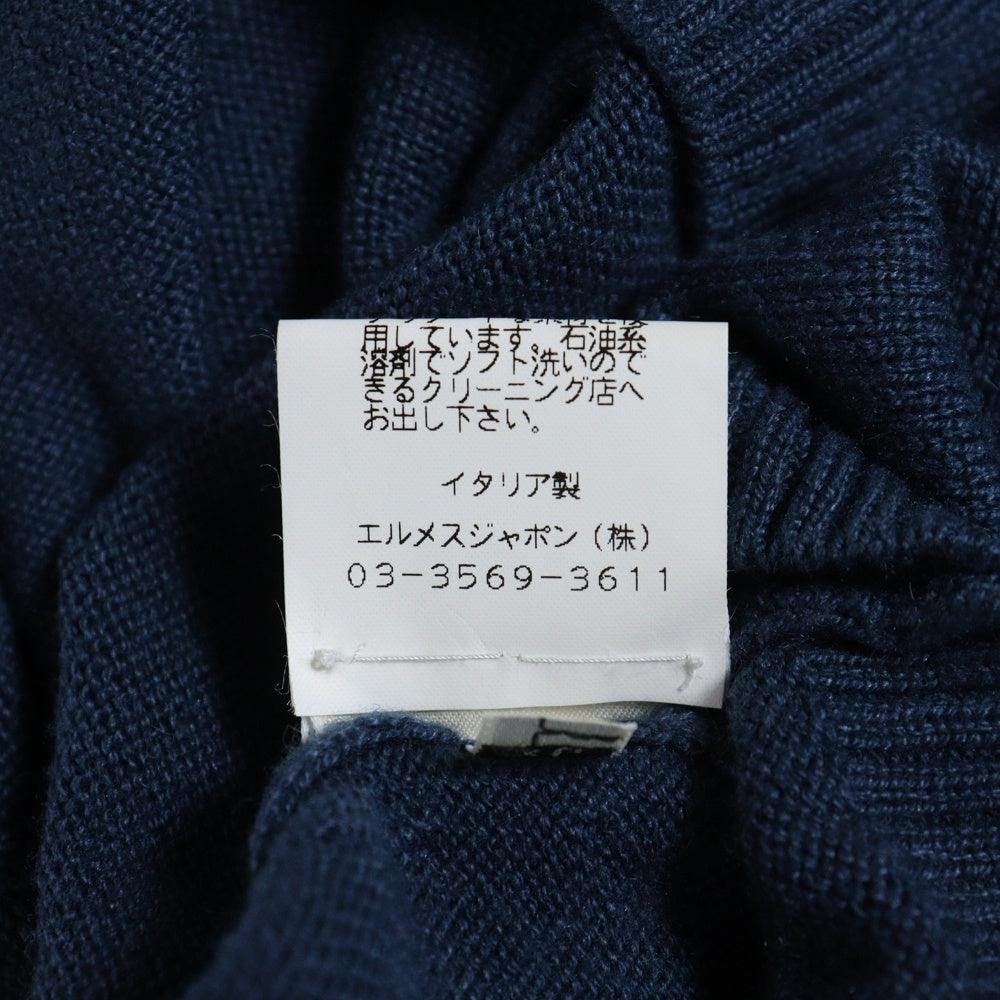 HERMES(エルメス) マルジェラ期 カシミヤ コットン クルーネック 半袖ニット セーター ブルー