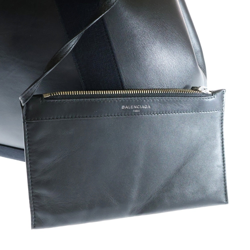 BALENCIAGA(バレンシアガ) NAVY CABAS ネイビーカバスM パンチングロゴレザートートバッグ ブラック 339936