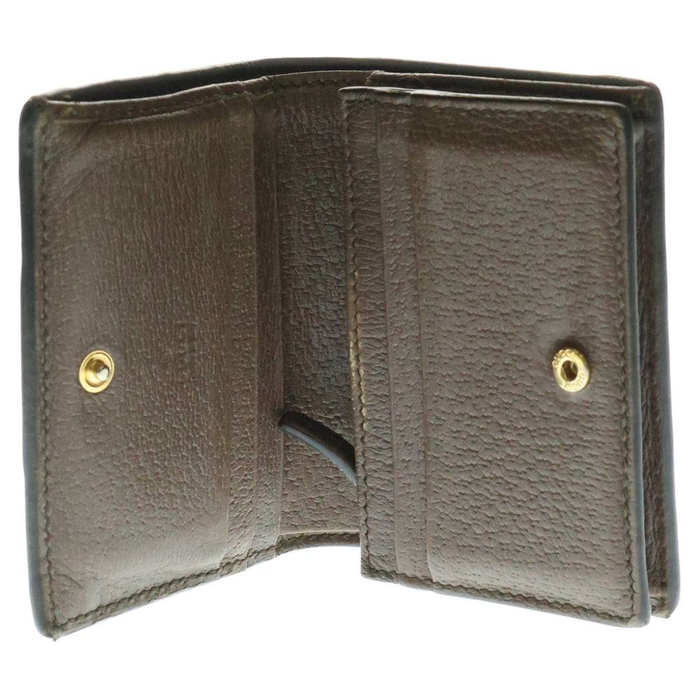 GUCCI(グッチ) オフディアGGスプリーム コンパクトウォレット 二つ折り財布 シェリーライン ブラウンPVC×レザー 523155