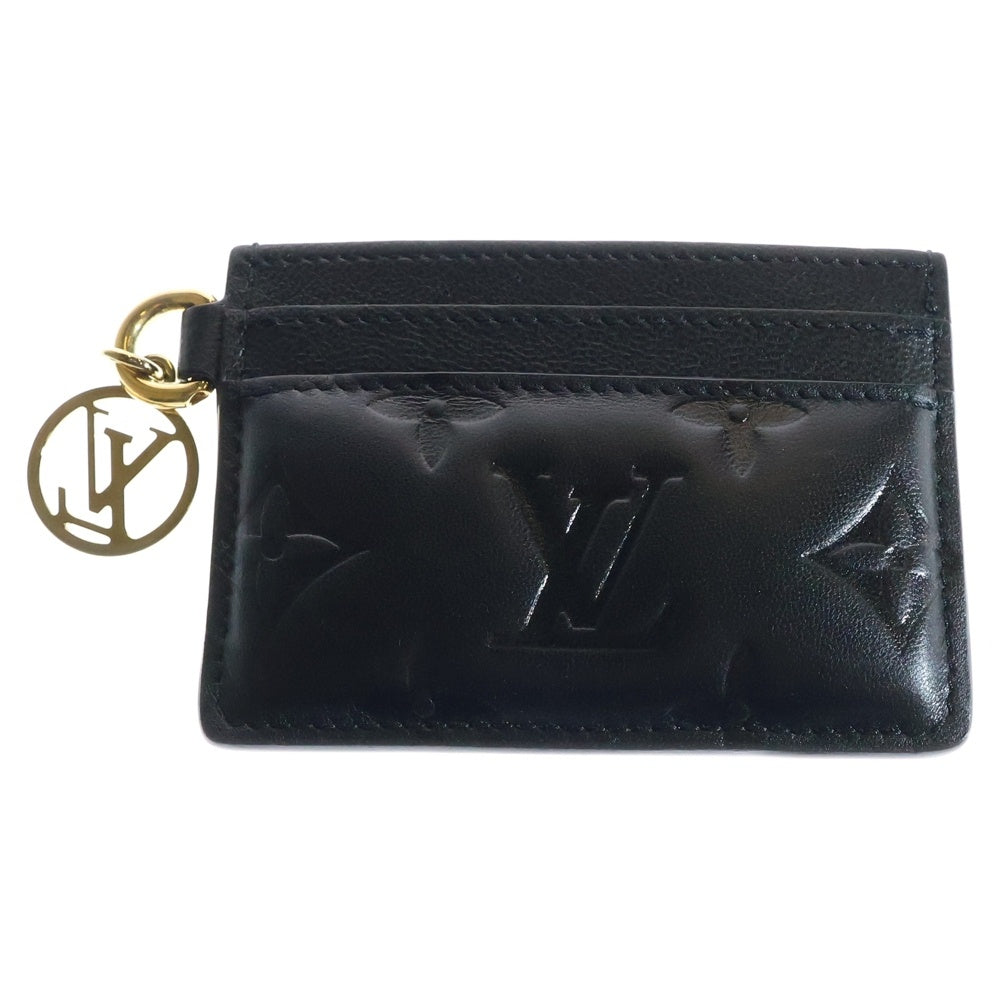 LOUIS VUITTON(ルイヴィトン) ポルトカルト クッサン モノグラム エンボスレザー LVチャーム カードケース ゴールド金具 ブラック M82748