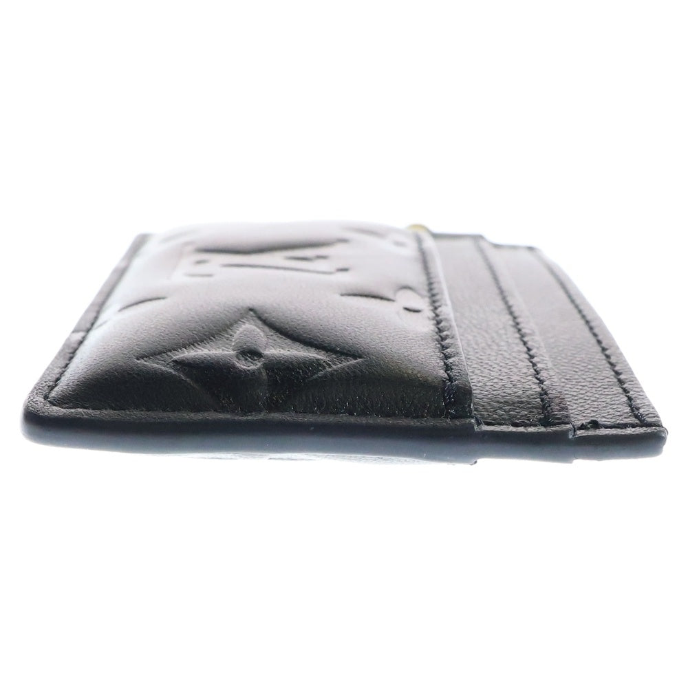 LOUIS VUITTON(ルイヴィトン) ポルトカルト クッサン モノグラム エンボスレザー LVチャーム カードケース ゴールド金具 ブラック M82748