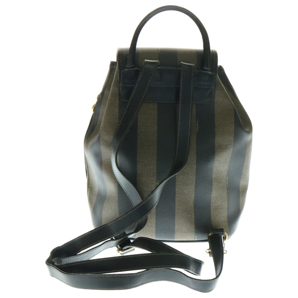 FENDI(フェンディ) ぺカン バックパック リュックサック ミニバッグ カーキ×ブラック PVC×レザーゴールド金具