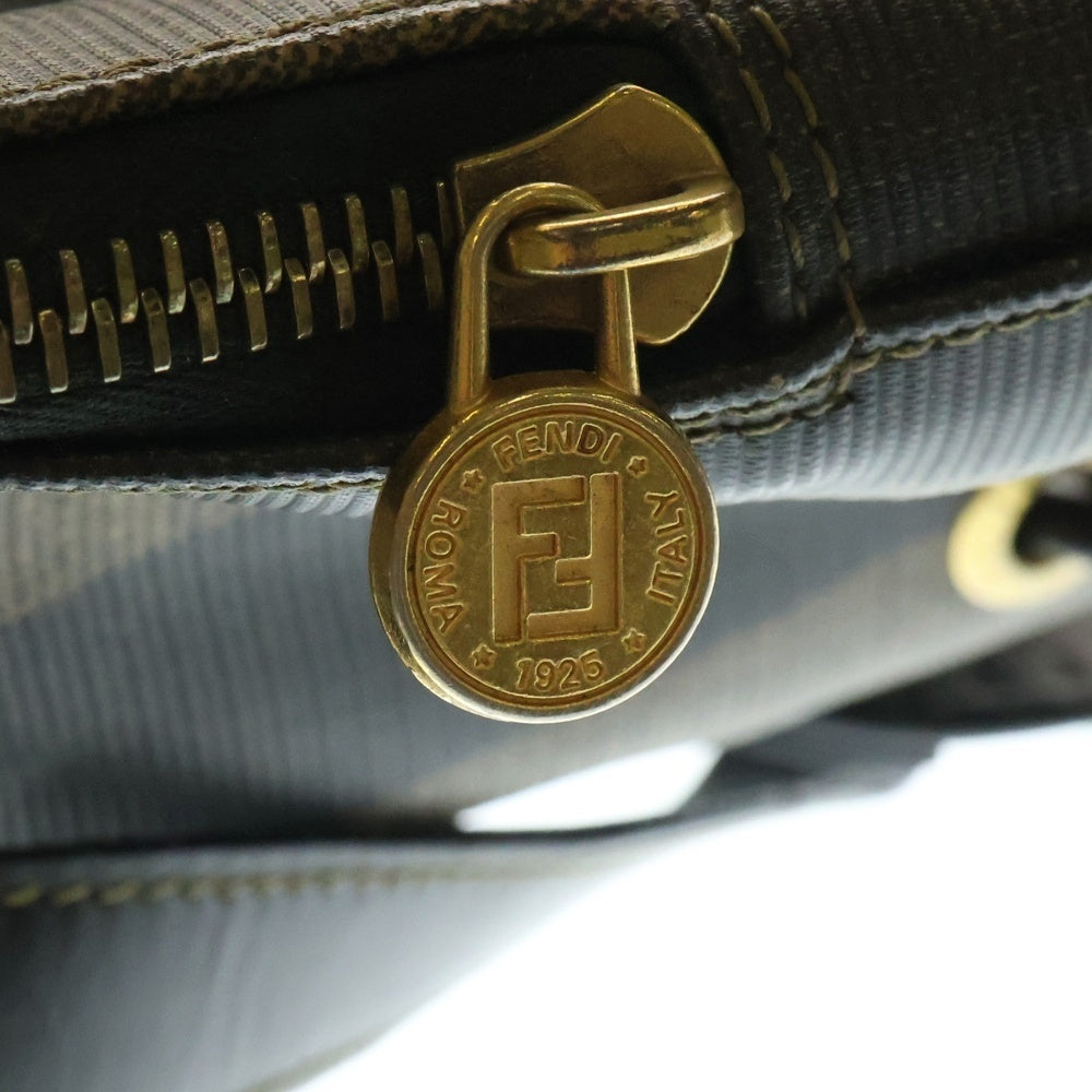 FENDI(フェンディ) ぺカン バックパック リュックサック ミニバッグ カーキ×ブラック PVC×レザーゴールド金具