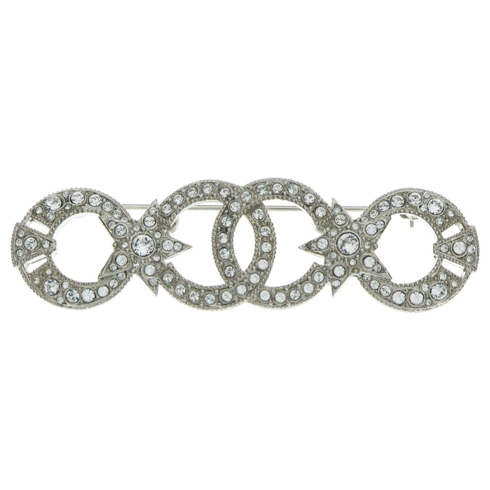 CHANEL(シャネル) ココマークラインストーンブローチ ピンバッジ シルバー スター×ムーンモチーフ I20P