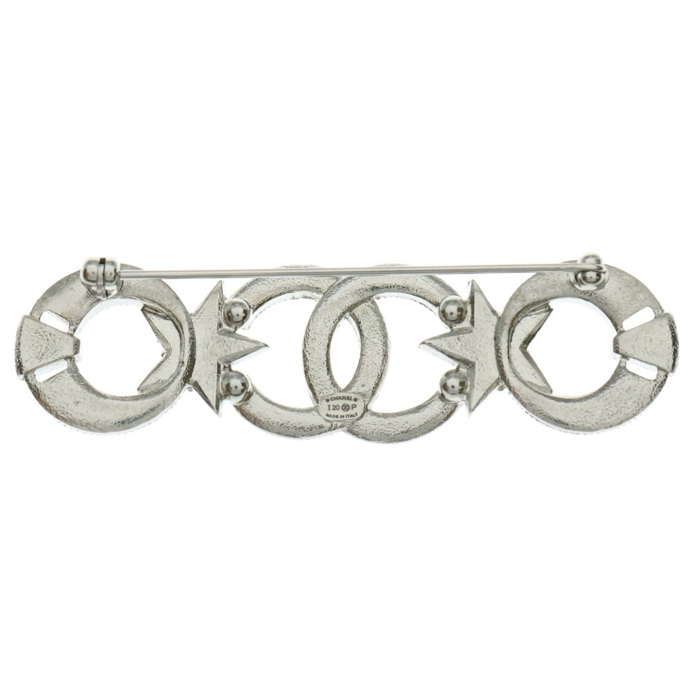 CHANEL(シャネル) ココマークラインストーンブローチ ピンバッジ シルバー スター×ムーンモチーフ I20P