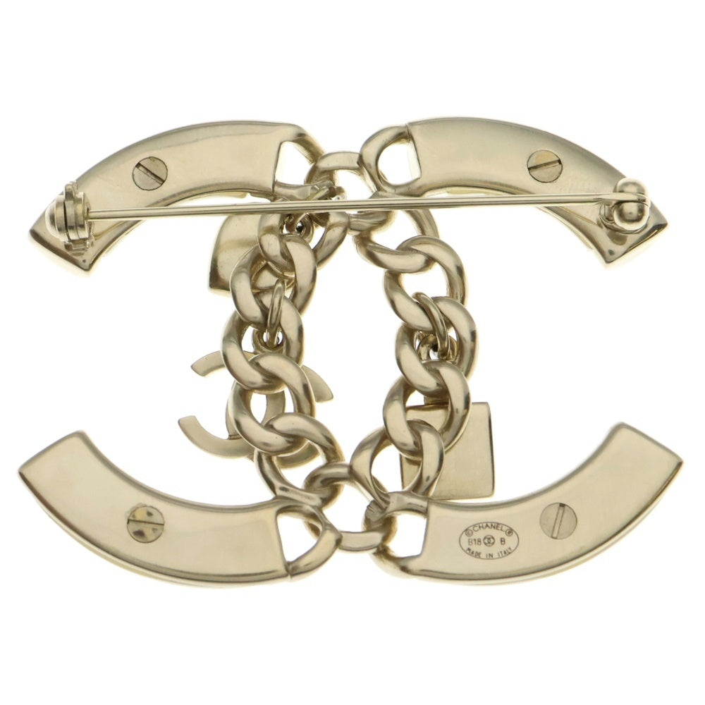 CHANEL(シャネル) ビッグココマーク パフューム×ハート×ココマークチャーム ブローチ ピンバッジ ホワイト×ゴールド GP B18B