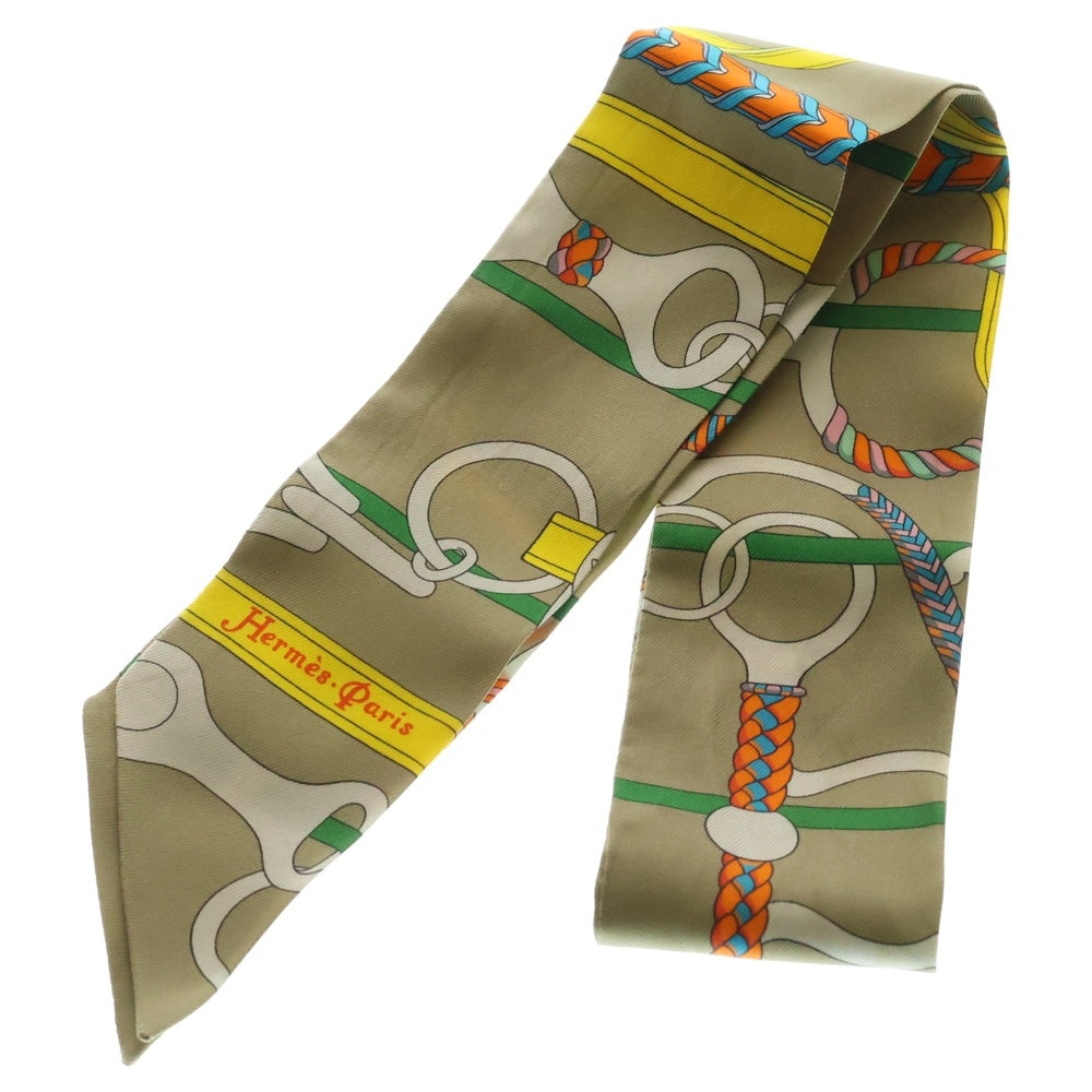 HERMES(エルメス) ツイリー 乗馬の装具一式 スカーフ カーキ