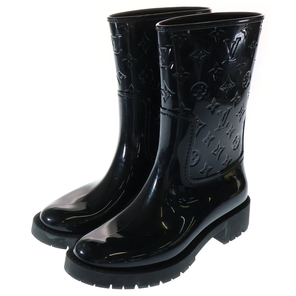 LOUIS VUITTON(ルイヴィトン) ドロップス フラットハーフ モノグラム レイン ロングブーツ ブラック レディース