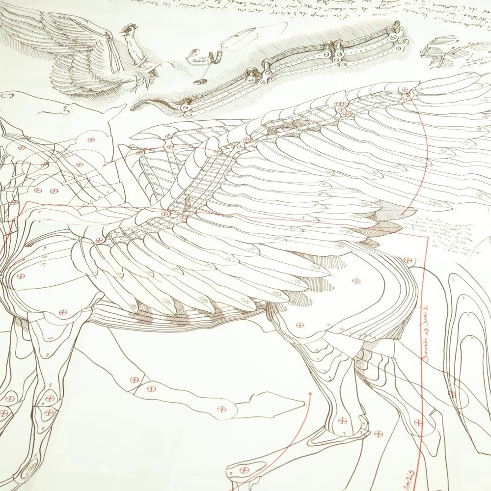HERMES(エルメス) カレ90 ペガサス スカーフ アイボリー シルク