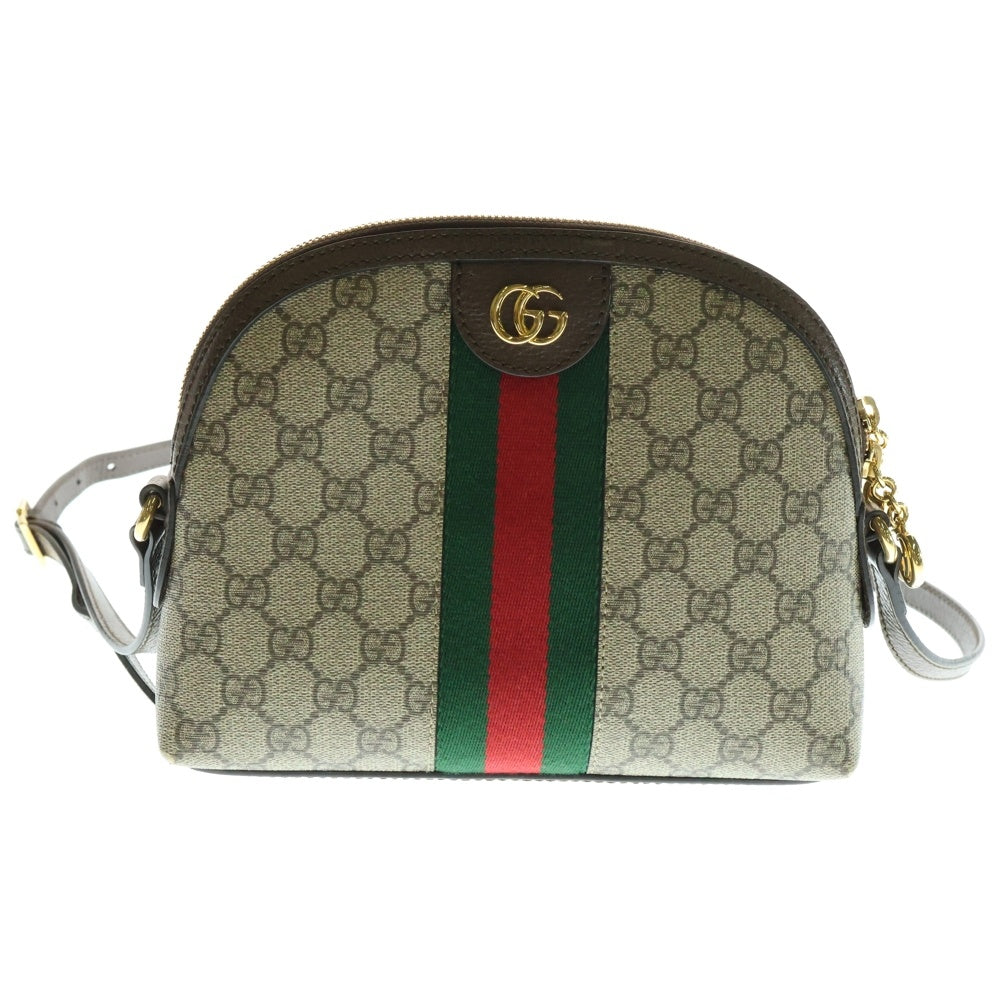 GUCCI(グッチ) オフィディア スモール ショルダーバッグ ブラウン×ベージュ ゴールド金具 レザー×PVC 499621