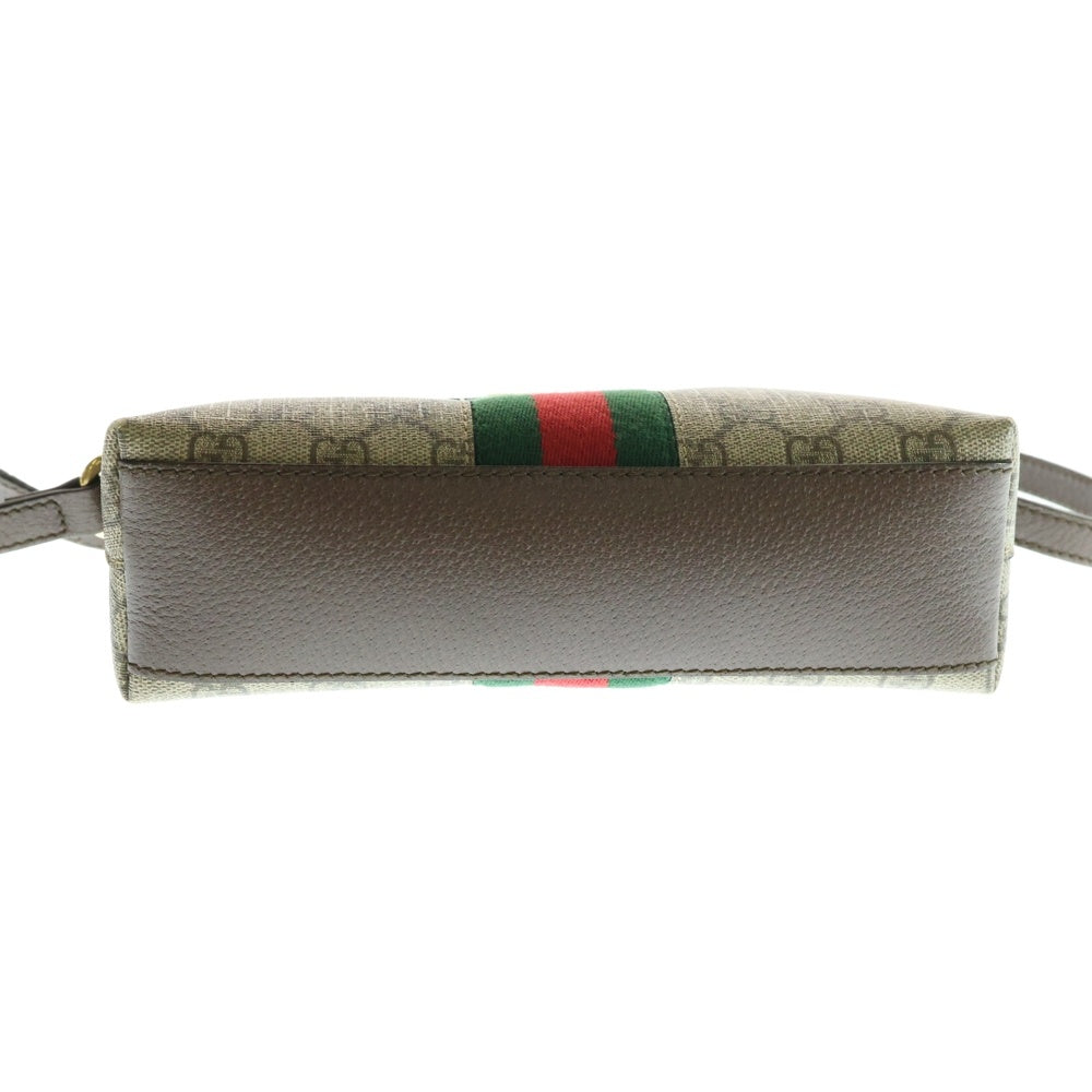 GUCCI(グッチ) オフィディア スモール ショルダーバッグ ブラウン×ベージュ ゴールド金具 レザー×PVC 499621