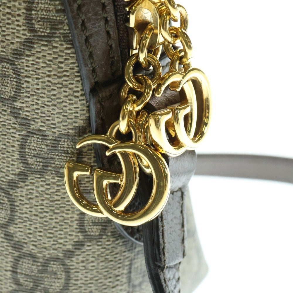GUCCI(グッチ) オフィディア スモール ショルダーバッグ ブラウン×ベージュ ゴールド金具 レザー×PVC 499621