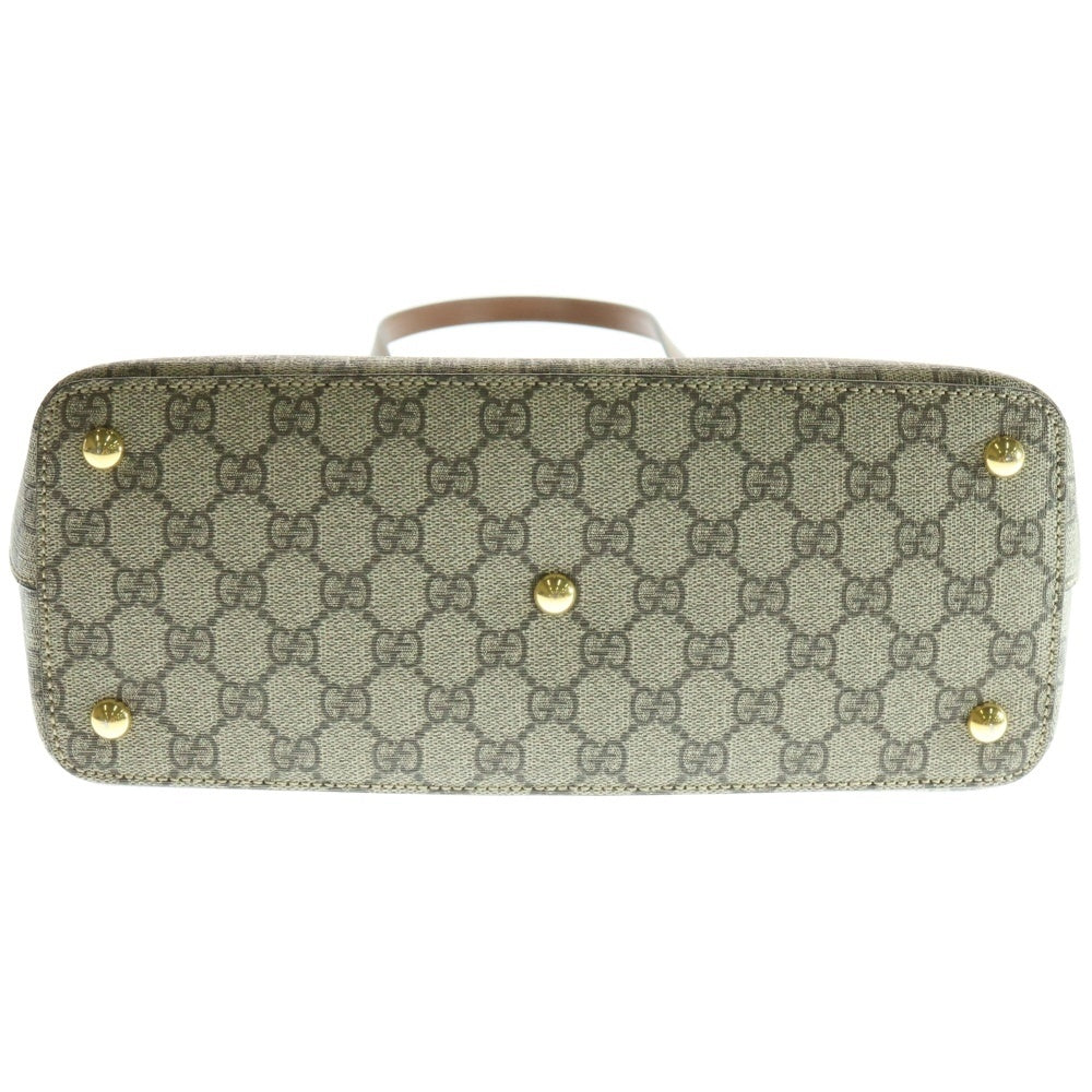 GUCCI(グッチ) GGスプリーム トートバッグ ハンドバッグ ブラウン×ベージュ レザー×PVC ゴールド金具 415721