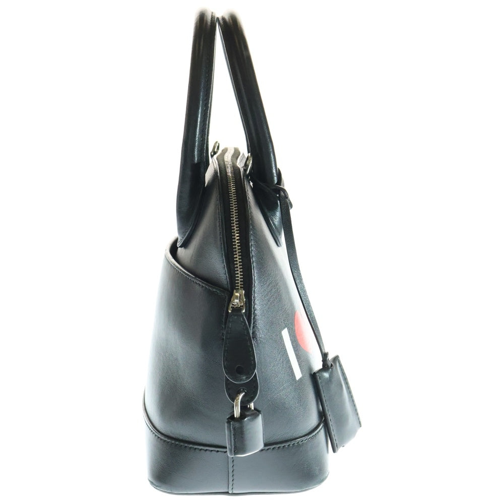 BALENCIAGA(バレンシアガ) ヴィル トップハンドルS I LOVE TECHNO アイラブテクノ ロゴプリント レザー 2WAY ハンド ショルダーバッグ シルバー金具 ブラック 550645