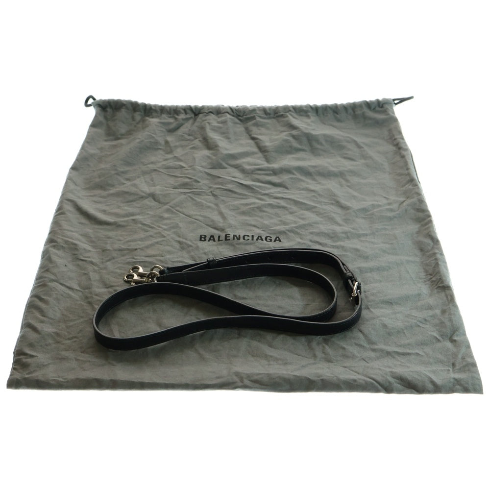 BALENCIAGA(バレンシアガ) ヴィル トップハンドルS I LOVE TECHNO アイラブテクノ ロゴプリント レザー 2WAY ハンド ショルダーバッグ シルバー金具 ブラック 550645