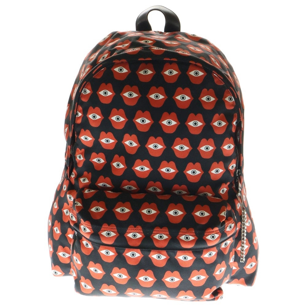 CELINE ロゴ入りバックパック CELINE セリーヌ リュック レザー×キャンバス ブラック ロゴ金具