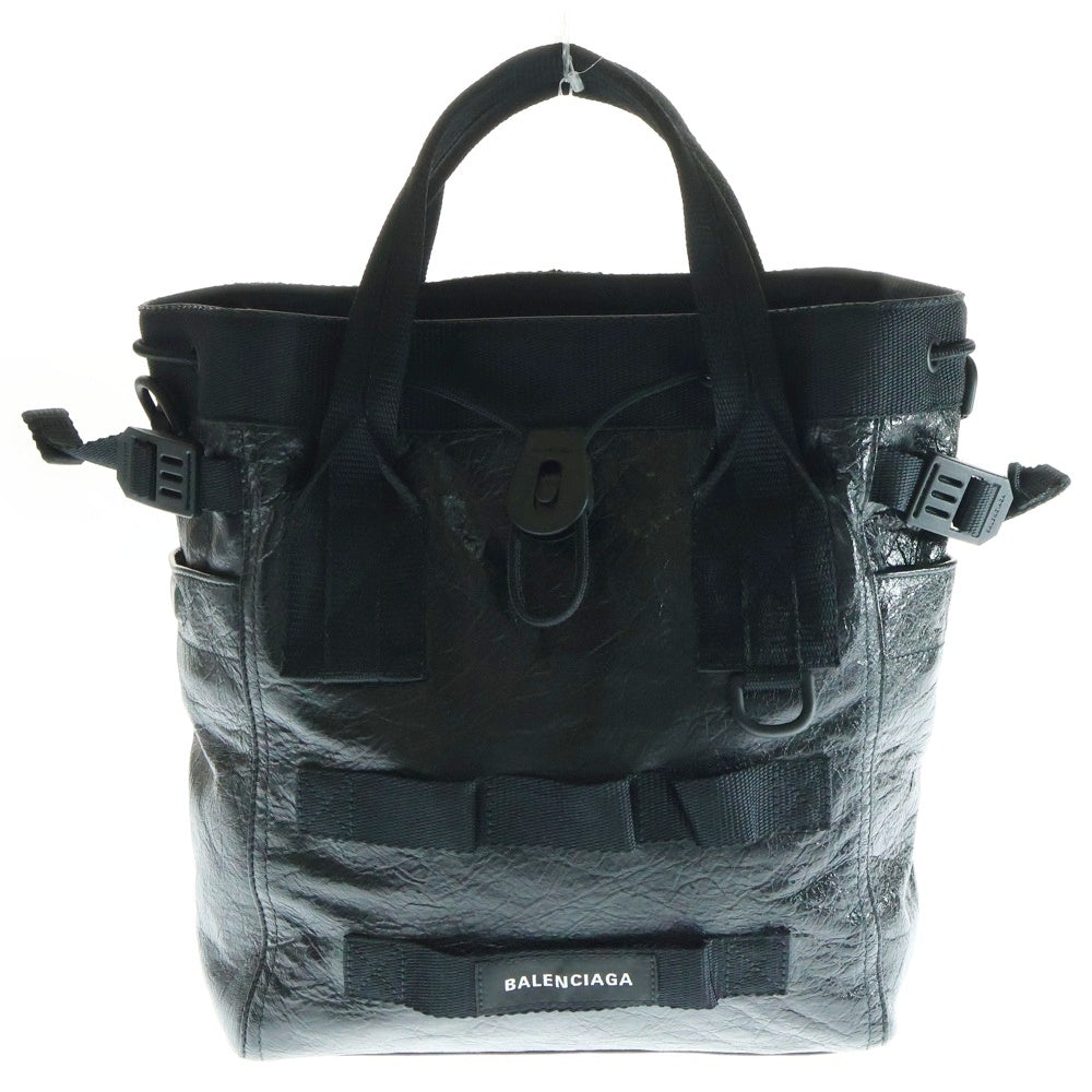BALENCIAGA(バレンシアガ) ARMY アーミー スモール アリーナラムスキン レザー ワッペンロゴ ハンド トートバッグ ブラック 644029