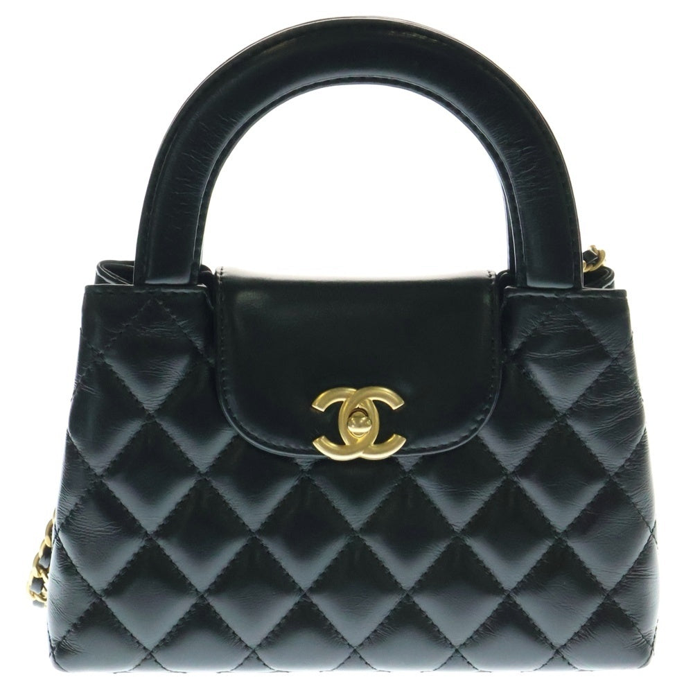CHANEL(シャネル) ココマーク マトラッセ ラムスキン 2WAY レザーミニショッピングバッグ チェーンショルダーバッグ ブラック レディース AS4416
