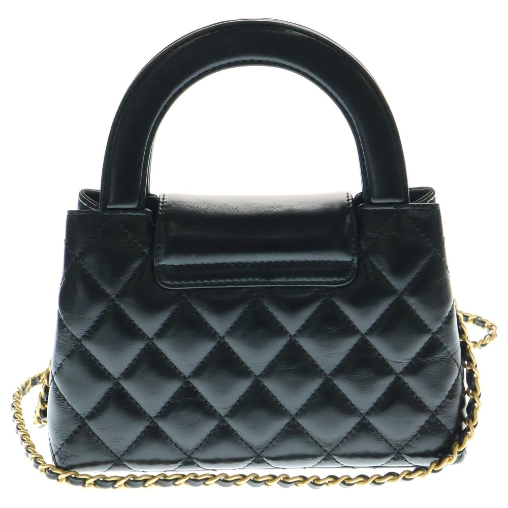 CHANEL(シャネル) ココマーク マトラッセ ラムスキン 2WAY レザーミニショッピングバッグ チェーンショルダーバッグ ブラック レディース AS4416